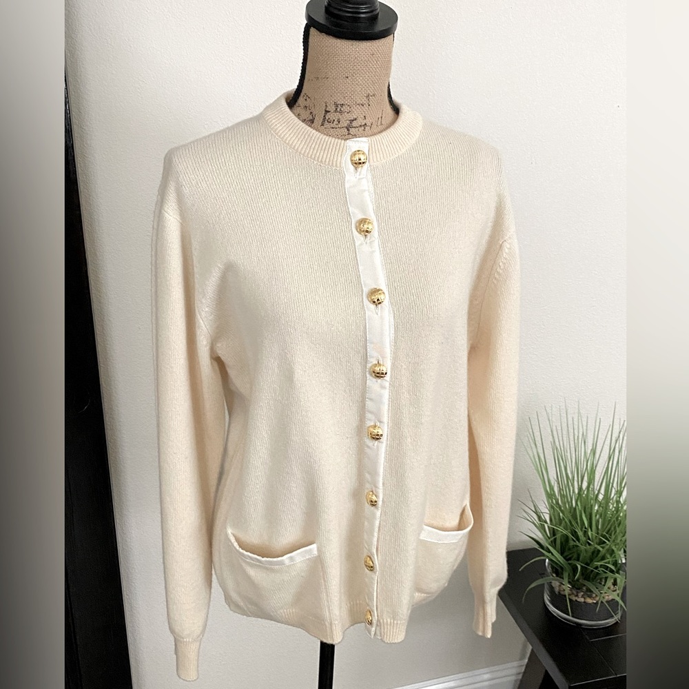 Vintage Murray Abban of Innerleithen Cashmere Sweater Cardigan, Sz L
